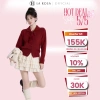 Áo Len Tiểu Thư Vintage La Rosa Cổ Bẻ Quả Lông 3 Màu Giáng Sinh Mặc Tết 585k