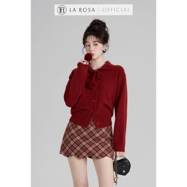 Áo Len Tiểu Thư Vintage La Rosa Cổ Bẻ Quả Lông 3 Màu Giáng Sinh Mặc Tết 585k 3