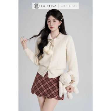 Áo Len Tiểu Thư Vintage La Rosa Cổ Bẻ Quả Lông 3 Màu Giáng Sinh Mặc Tết 585k 4