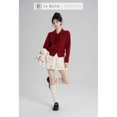 Áo Len Tiểu Thư Vintage La Rosa Cổ Bẻ Quả Lông 3 Màu Giáng Sinh Mặc Tết 585k 7