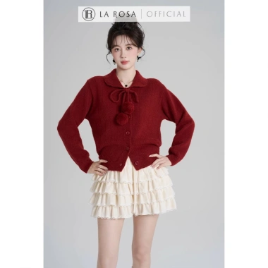 Áo Len Tiểu Thư Vintage La Rosa Cổ Bẻ Quả Lông 3 Màu Giáng Sinh Mặc Tết 585k 8