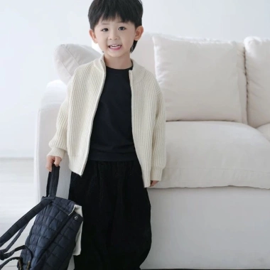 Áo len trẻ em cardigan mùa đông dày dệt kim, dây kéo, thời trang bé trai bé gái 8