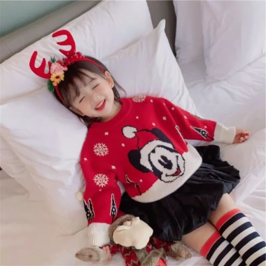 Áo Len Trẻ Em Đỏ Dày Đan Chui Đầu Mùa Đông 2.025 - Thoáng khí, mềm mại, đa năng, giá 234.012 VND 5