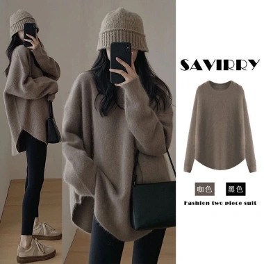 Áo len ulzzang đuôi tôm form rộng dài dệt kim basic Hàn Quốc Quảng Châu NGOMINH SP69 209k 4