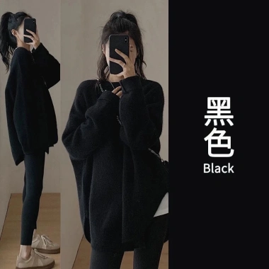 Áo len ulzzang đuôi tôm form rộng dài dệt kim basic Hàn Quốc Quảng Châu NGOMINH SP69 209k 7