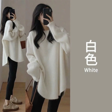 Áo len ulzzang đuôi tôm form rộng dài dệt kim basic Hàn Quốc Quảng Châu NGOMINH SP69 209k 9