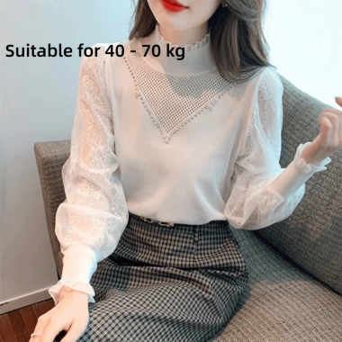 Áo len và áo sơ mi ren nữ dài tay nửa cổ rùa thanh lịch - Giá 262.008đ giảm tới 19%
