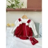 Áo len & váy đỏ bông trắng, tặng túi thỏ, áo yếm Giáng Sinh lễ Tết JMKids 129k 4