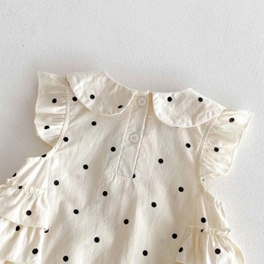 Áo liền quần Body Chip Pig BeBe chấm bi ren bèo đính nơ chất đũi mát 3-12kg bé sơ sinh giá 137.436 VND 4