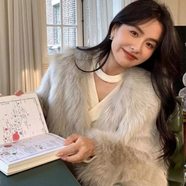 Áo lông thú ngắn giả lông cáo phong cách influencer Hàn Quốc cho mùa thu đông - Giá 273.024 VND 2