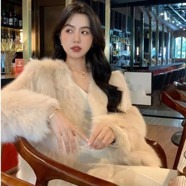 Áo lông thú ngắn giả lông cáo phong cách influencer Hàn Quốc cho mùa thu đông - Giá 273.024 VND 8