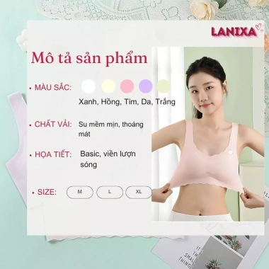 Áo lót su mềm mịn, thoáng mát, co giãn, viền lượn sóng xinh - LANIXA A741 75k 2