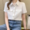 Áo lụa trắng tay ngắn áo sơ mi nữ công sở cao cấp A4.436 size 40-90 giảm còn 200.000đ