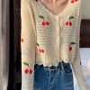 Áo lưới cổ V khuy dài tay thêu Cherry – Siêu nhẹ, thời trang, chỉ 172.500₫ 5