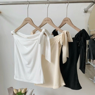 Áo Lưới Lệch Vai – Dễ Phối Đồ, Buộc Nơ, Ôm Body Tôn Dáng, Giá 165k