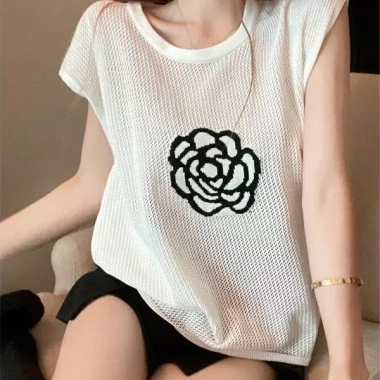 Áo lưới sát nách cổ tròn thêu hoa QC mẫu thời trang trẻ trung, thoáng mát, dễ phối đồ, giá 110.400đ 6