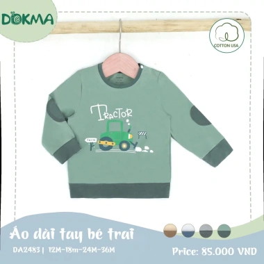 Áo Mỏng Cổ Tròn Cài Vai Dài Tay 8-13kg Cho Bé Trai và Gái Dokma Giá Ưu Đãi 115k