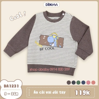 Áo Mỏng Cổ Tròn Cài Vai Dài Tay 8-13kg Cho Bé Trai và Gái Dokma Giá Ưu Đãi 115k