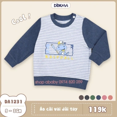 Áo Mỏng Cổ Tròn Cài Vai Dài Tay 8-13kg Cho Bé Trai và Gái Dokma Giá Ưu Đãi 115k