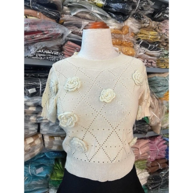 Áo Montoghi Cổ Tròn Croptop Trám Hoa Nữ Đẹp Giá Gốc 178k Giảm còn 138k