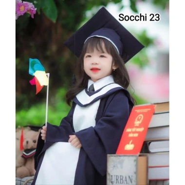 Áo mũ cử nhân tốt nghiệp mầm non kiểu Hàn Quốc cao cấp, phong cách Hàn, chỉ 215.000₫
