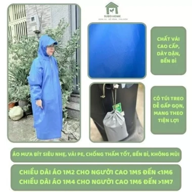 Áo mưa bít tiện lợi gấp gọn, siêu nhẹ, không thấm nước, bỏ túi đi xe - 68.000đ