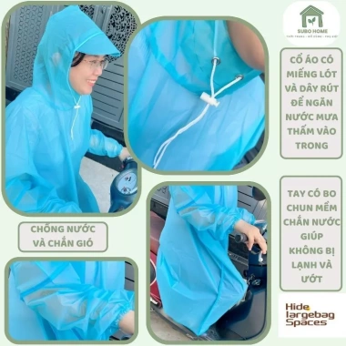 Áo mưa bít tiện lợi gấp gọn, siêu nhẹ, không thấm nước, bỏ túi đi xe - 68.000đ