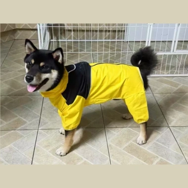 Áo mưa chó 100% chống thấm phản quang 4 chân, XL‑8XL, an toàn đêm cho chó lớn 5