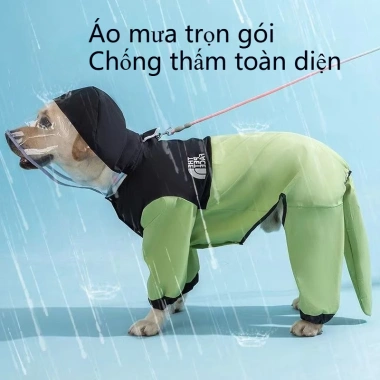 Áo mưa chó cỡ lớn, che chân, chống nước, phong cách Anh quốc cho Golden, Shepherd, Labrador, Shiba Inu, giá giảm 550k