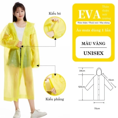 Áo Mưa Dùng Một Lần Dày Dặn EVA Cho Người Lớn Di Động, Chống Mưa, Du Lịch