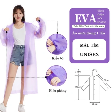 Áo Mưa Dùng Một Lần Dày Dặn EVA Cho Người Lớn Di Động, Chống Mưa, Du Lịch