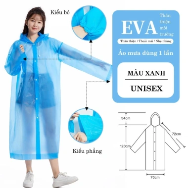 Áo Mưa Dùng Một Lần Dày Dặn EVA Cho Người Lớn Di Động, Chống Mưa, Du Lịch
