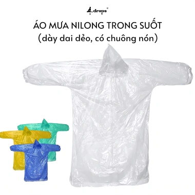 Áo mưa Nilong trong suốt nylon, gấp gọn bỏ túi, nhiều màu, siêu dai mịn, giá 12.000đ