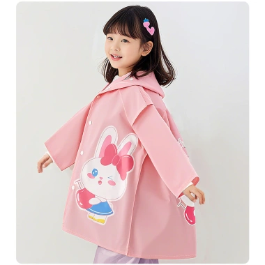 Áo mưa trẻ em phong cách mới, poncho toàn thân chịu mưa lớn, có ngăn đựng túi đi học