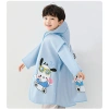 Áo mưa trẻ em phong cách mới, poncho toàn thân chịu mưa lớn, có ngăn đựng túi đi học 5