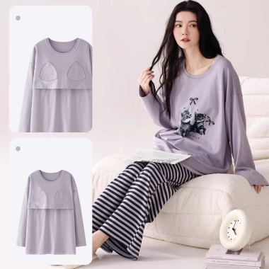 Áo ngủ nữ có đệm ngực tay dài, quần dài size lớn, in hoạt hình dễ thương, thoải mái mặc nhà ra ngoài - 102.026₫ 3 Áo ngủ nữ có đệm ngực tay dài, quần dài size lớn, in hoạt hình dễ thương, thoải mái mặc nhà ra ngoài - 102.026₫ 3