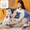 Áo ngủ nữ có đệm ngực tay dài, quần dài size lớn, in hoạt hình dễ thương, thoải mái mặc nhà ra ngoài - 102.026₫ 4