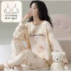 Áo ngủ nữ có đệm ngực tay dài, quần dài size lớn, in hoạt hình dễ thương, thoải mái mặc nhà ra ngoài - 102.026₫ 7