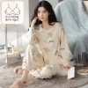 Áo ngủ nữ có đệm ngực tay dài, quần dài size lớn, in hoạt hình dễ thương, thoải mái mặc nhà ra ngoài - 102.026₫ 8