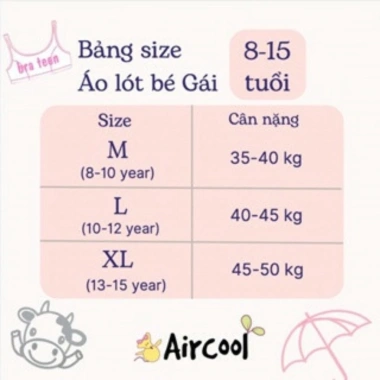 Áo ngực bé gái cotton mềm mại không gọng, áo lá, bra 35‑50kg – Giá 139.000₫ 2