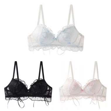 Áo ngực không dây V sâu Ren Lolita nơ ngọt ngào, Push Up chống chảy xệ - 168k 3