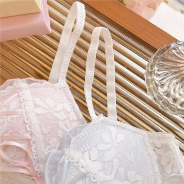 Áo ngực không dây V sâu Ren Lolita nơ ngọt ngào, Push Up chống chảy xệ - 168k 4