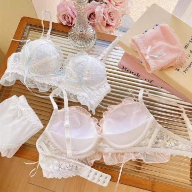 Áo ngực không dây V sâu Ren Lolita nơ ngọt ngào, Push Up chống chảy xệ - 168k 6