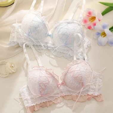 Áo ngực không dây V sâu Ren Lolita nơ ngọt ngào, Push Up chống chảy xệ - 168k 7