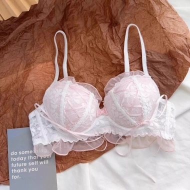 Áo ngực không dây V sâu Ren Lolita nơ ngọt ngào, Push Up chống chảy xệ - 168k 8