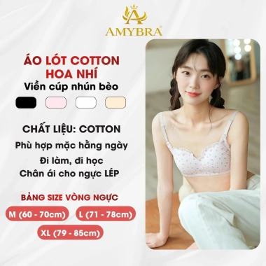 Áo Ngực Nữ Cotton Hoa Nhí Không Gọng Mút Mỏng Thoáng Khí AMYBRA A739 Giá 88k 2