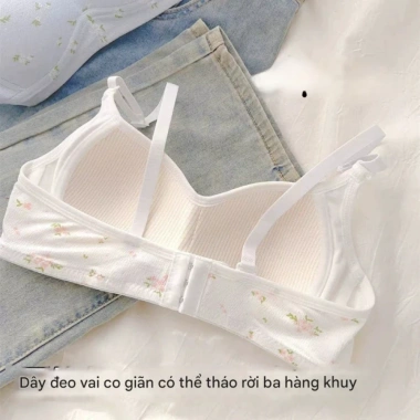 Áo ngực nữ không gọng su mút mỏng mềm họa tiết hoa basic AMYBRA A343 giá 93.000đ