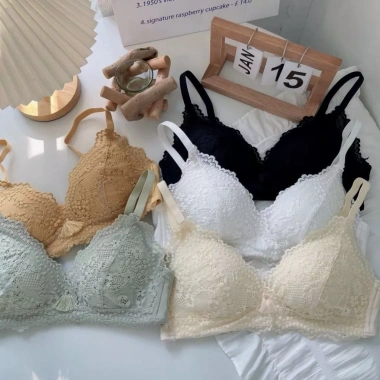 Áo ngực ren không gọng mút mỏng nhẹ AMYBRA A2.004 - Áo lót nữ đính nơ, giá ưu đãi 103.000 VND
