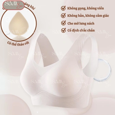 Áo Ngực Su Đúc SamBra Nữ Không Viền Nâng Ngực Mềm Mại, Không Gọng Che Mỡ Lưng Nách - Giá 119k (Giá Gốc 153.5k) 3 Áo Ngực Su Đúc SamBra Nữ Không Viền Nâng Ngực Mềm Mại, Không Gọng Che Mỡ Lưng Nách - Giá 119k (Giá Gốc 153.5k) 3