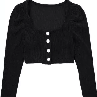 Áo nhung tăm khuy tay croptop nữ, nhẹ thoáng, giảm giá 103.500đ, trẻ trung